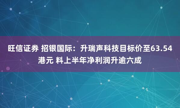 旺信证券 招银国际：升瑞声科技目标价至63.54港元 料上半年净利润升逾六成